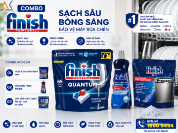 Combo Finish Quantum 65 Viên + Muối Finish 1Kg + Dầu Bóng Finish 400ml 